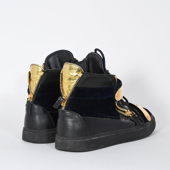 Giuseppe Zanotti Coby High-Top Sneakers - Black with Gold Accents (Size 44) - Picture 3 of 13